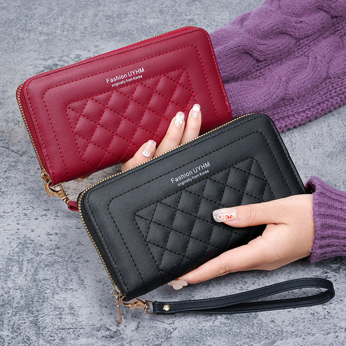 Wholesale Embroidery PU Leather Long Zipper Wallet Women' s Retro Clutch Fashion Accessory Gift Daily Use