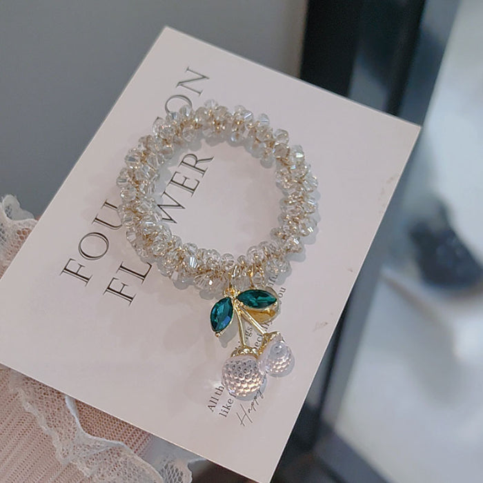 Wholesale Rhinestone Hair Rope Women's Bracelet Dual-purpose Peyponytail Rubber Tendon Beaded Headwear