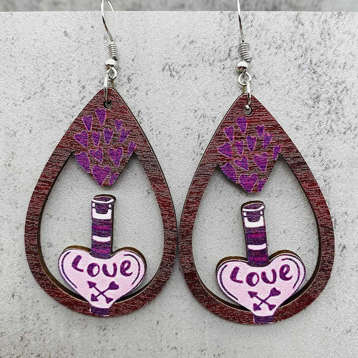 Wholesale   earrings horror ghost witch medicine jar printed wooden earrings holiday jewelry