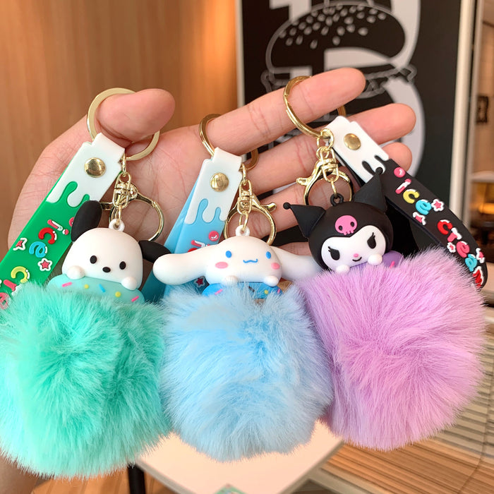 Wholesale  Keychain Fur Ball Pendant Cartoon Doll Key Chain Cute Bag Pendant