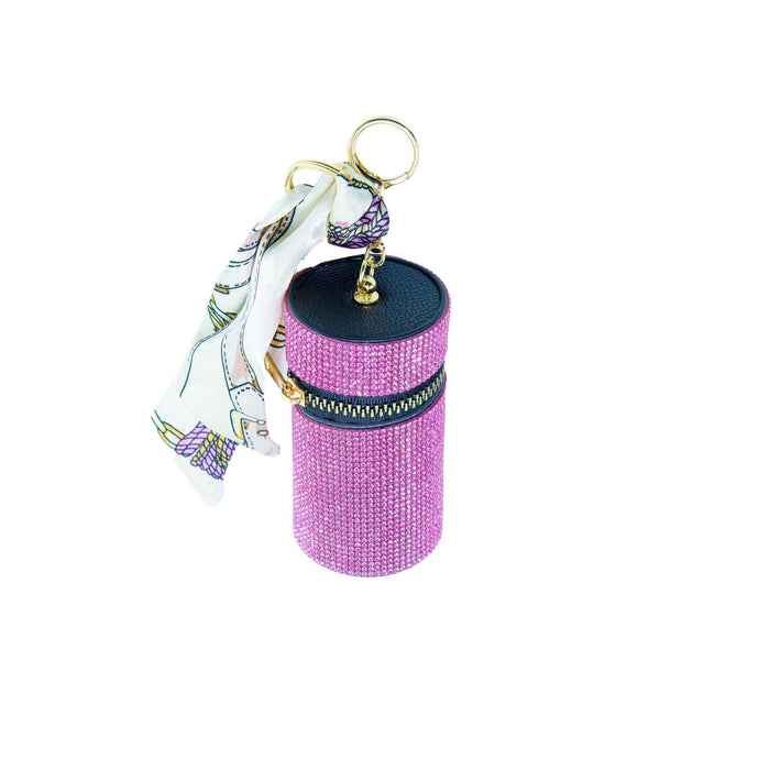 Wholesale Crystal Encrusted Light Luxury Bucket Bag Keychain Multi Pocket Lipstick Earphone Coin Holder Decorative Bag Charm Boutique Resale