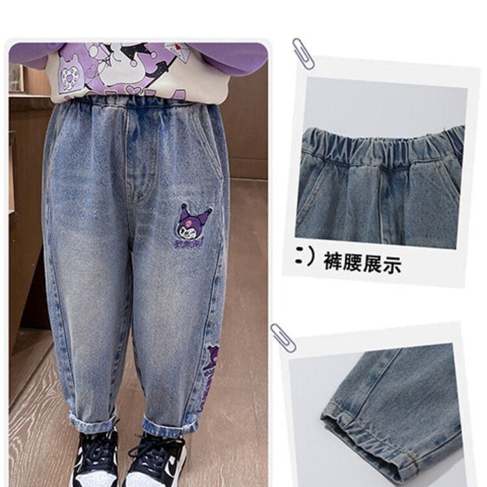 Wholesale Spring and Autumn Girls' Jeans Trousers Cartoon Pants Small and Medium-sized Baby Girls' All-match Casual Trendy Pants