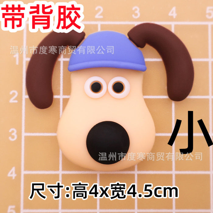 Wholesale 5pcs Cartoon Soft Rubber  Accessories Mobile Phone Shell Patch Hole Shoes Mouthwash Cup Three-dimensional Sticker  Puppy