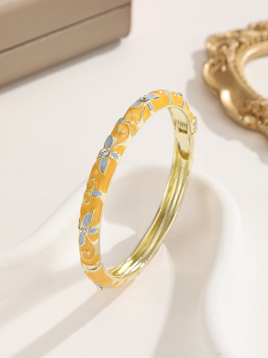 Wholesale Alloy Four Leaf Clover Open Bangle With Drip Oil Enamel Fashion Jewelry Accessory For Everyday Wear And Gift