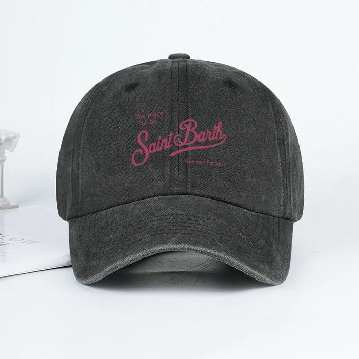 Wholesale Trendy Vacation Style Letter Print Washed Distressed Peaked Cap With Sun Protection