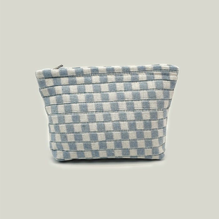 Wholesale Knitted Checkerboard Large-Capacity Knitted Cosmetic bag