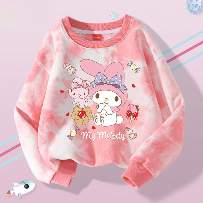 Wholesale Spring and Autumn New Children's Sweatshirts Casual Versatile Trendy Baby Girl Small Children's Tie-dye Cute Cartoon Tops JDC-CTS-QNE003