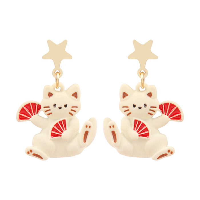 Wholesale  S925 Silver Needle Cat Earrings Cute  Cartoon Ear Clip Earrings