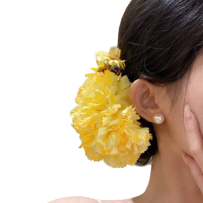 Wholesale Yellow Flower Hairpin, Female Flower Side Clip, Holiday Style Photo Hair Accessory