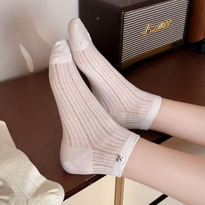 Wholesale Exquisite embroidery cute cartoon boat socks versatile breathable boneless short socks