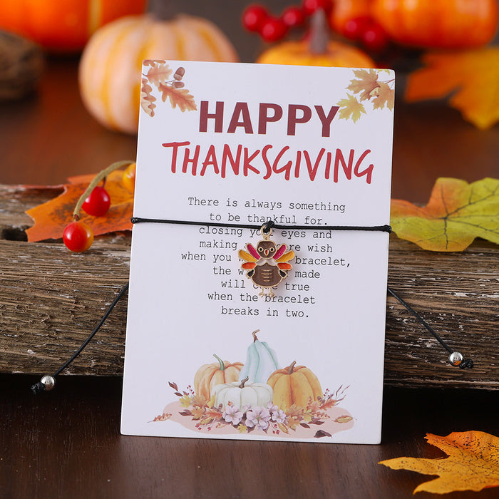 Wholesale Thanksgiving Personalized Creative Maple Leaf Turkey Pine Cone Bracelet Simple Color Card Jewelry