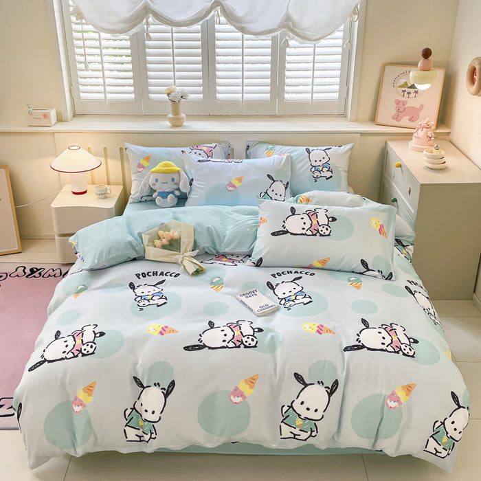 Wholesale A-level Cloud Washed Cotton Cute Cartoon Girl Heart Dormitory Bed Sheets JDC-SEE-AiErMei004