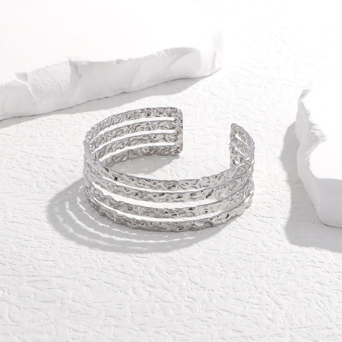 Wholesale Irregular and irregular open titanium steel bracelet with high-end feel, personalized and versatile stainless steel bracelet that does not fade and is a bracelet accessory