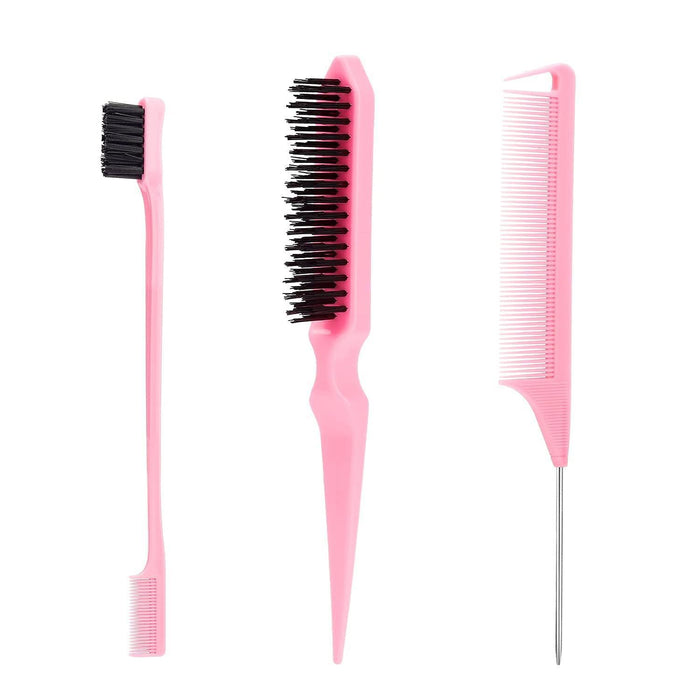 Wholesale 5 Piece Plastic Hair Styling Tool Set With Tail Comb And Brow Brush For Boutique Resale