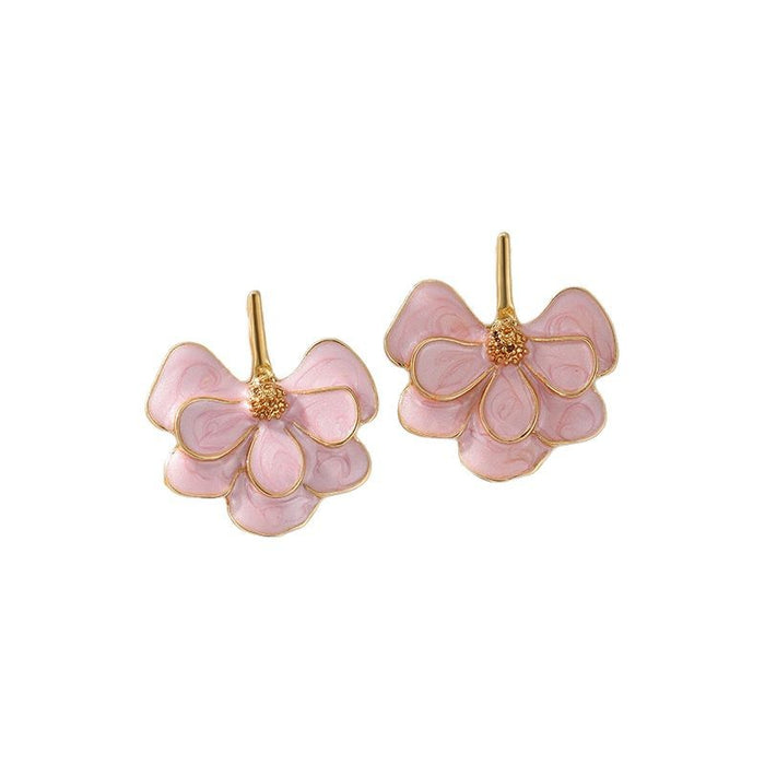 Wholesale Artistic retro glazed flower earrings with gentle and exquisite atmosphere, earrings with studs and earrings