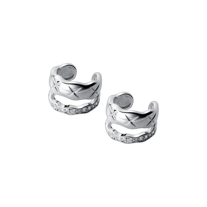 Wholesale Fashionable wave double-layer ear clip for women with retro temperament, diamond studded earrings without ear holes, ear bone earrings, and ear accessories
