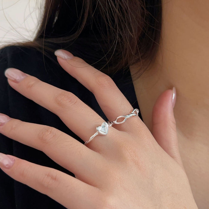 Wholesale Pure silver minimalist twisted wire ring with personalized design, circular ring, open ring, silver ring