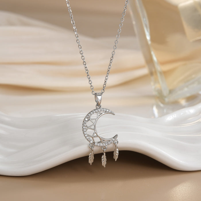 Wholesale Copper Gold Plated Dream Catcher Design Pendant Niche Necklace Women's Jewelry