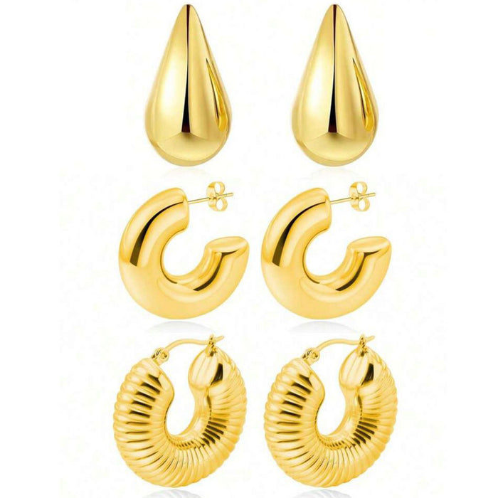 Wholesale C-shaped Teardrop Stainless Steel Earrings JDC-ES-ChunLing002