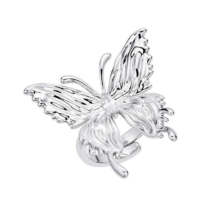 Wholesale Butterfly Open Ring, niche design, pleated light luxury ring