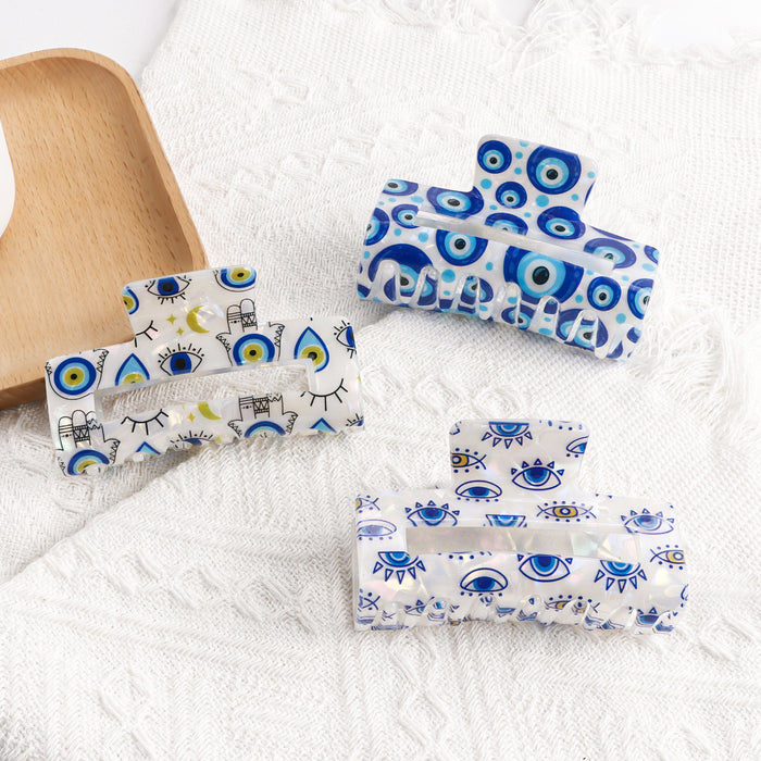 Wholesale Devil' s Eye Element Claw Clip Niche Hairpin Bun Shark Clip Hair Accessory