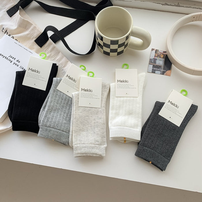 Wholesale Socks gray series mid tube cotton socks fashionable and versatile pile socks