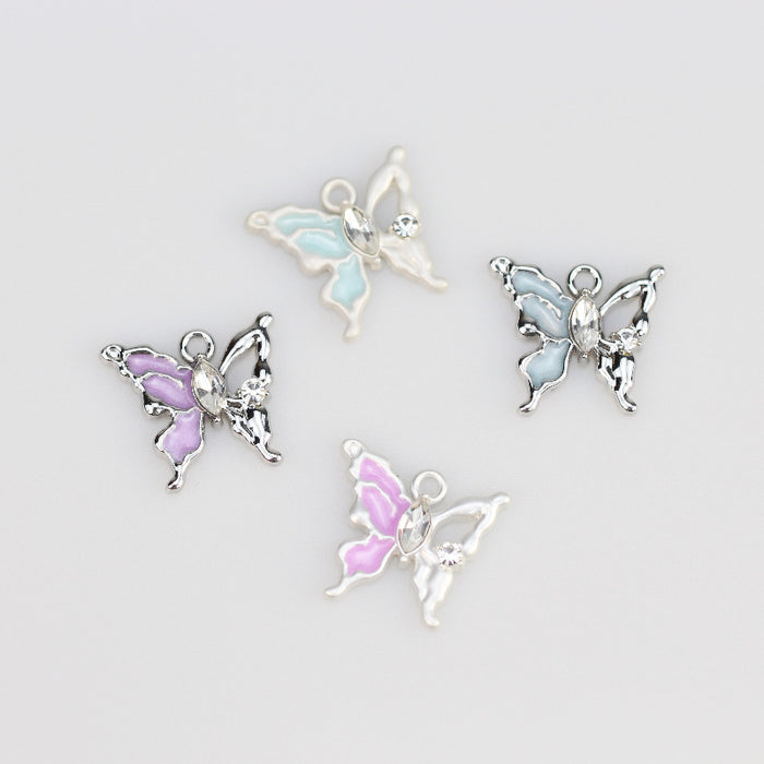 Wholesale Butterfly pendant alloy multi-color oil drop pendant bracelet necklace accessories DIY jewelry accessories
