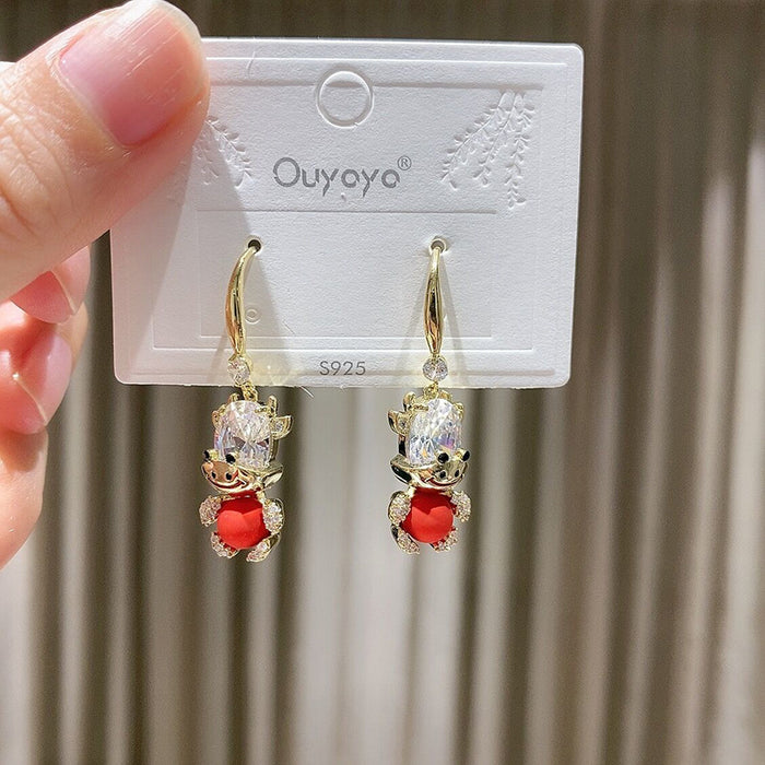 Wholesale   long earrings for women  red Agate Pearl earrings earrings