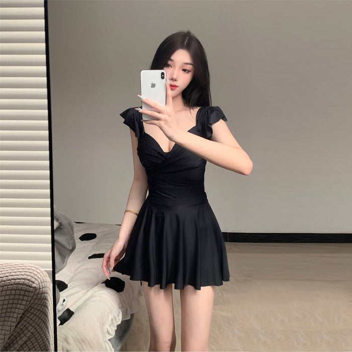 Wholesale New high-end one-piece skirt style conservative gathering hot spring swimsuit