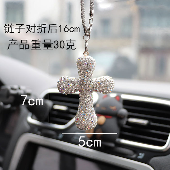 Wholesale Simple Black Rhinestone Cross Car Hanging Ornament Interior Decoration Gift