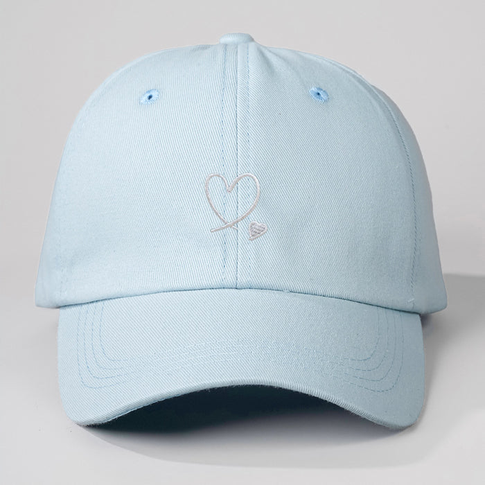 Wholesale Embroidered Love Customized Pure Cotton Baseball Hats for Men and Women Outdoor Sunscreen Soft Top Duck Tongue Hats JDC-FH-TQ002