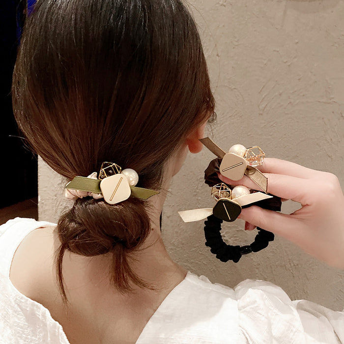 Wholesale Rhinestone Hollow Hair Tie Pearl Hair Tie JDC-HS-Kayi008