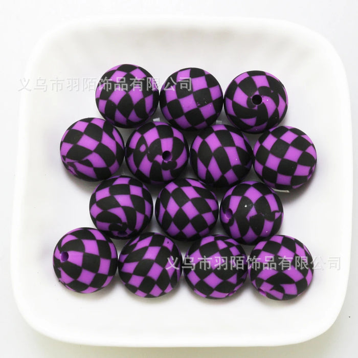 Wholesale 50pcs 15mm Grid Silicone Balls JDC-BDS-HongZhou012