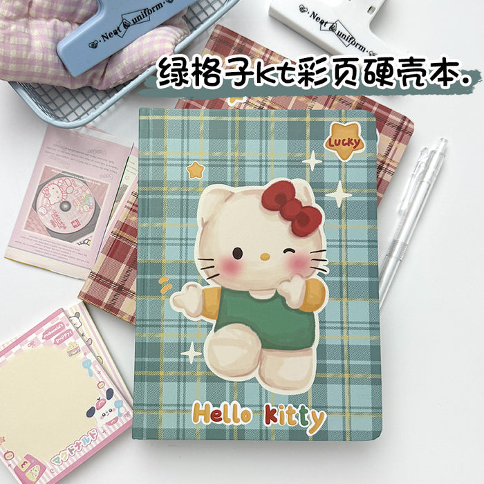 Wholesale Green Plaid Cat Notebook Cute Cartoon Book Student' s Journa