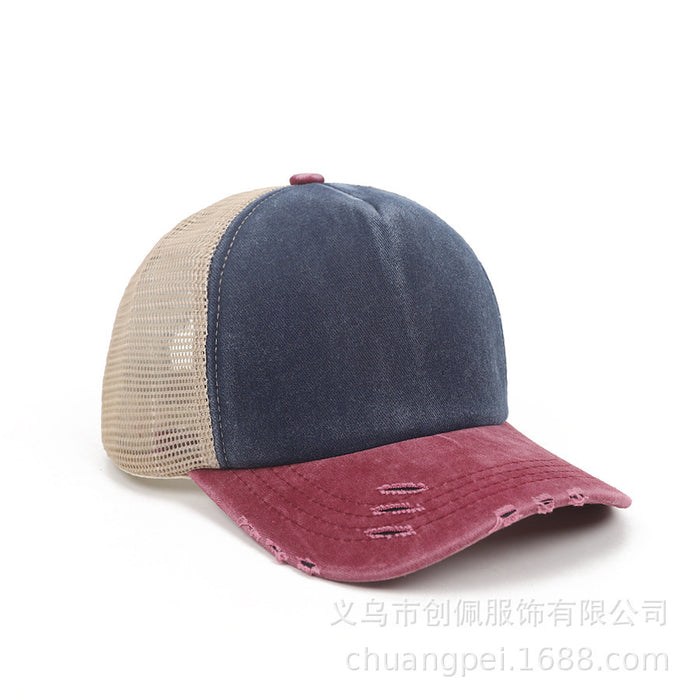 Wholesale Hat light version can be customized with embroidered LOGO for aging, washed cotton hat, breathable mesh hat, outdoor sun protection hat