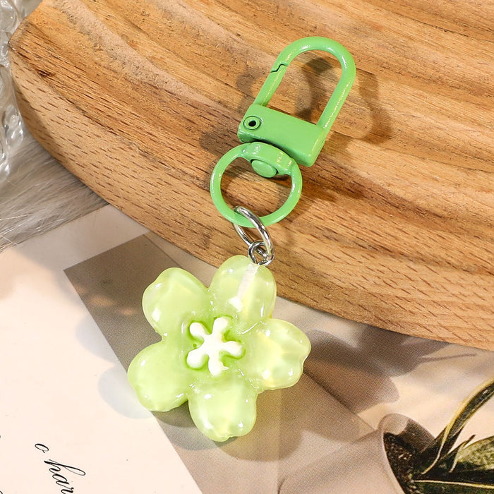 Wholesale Flower Resin Keychain Colorful Translucent Pendant Bag Charm Friend Gift