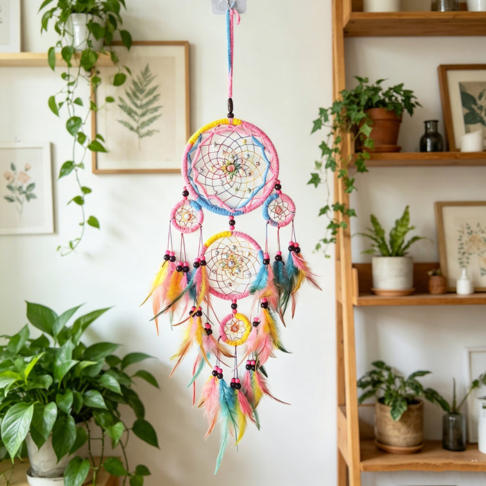 Wholesale Handwoven Iron Dreamcatcher with Feathers Boho Decorative Hanging Ornament