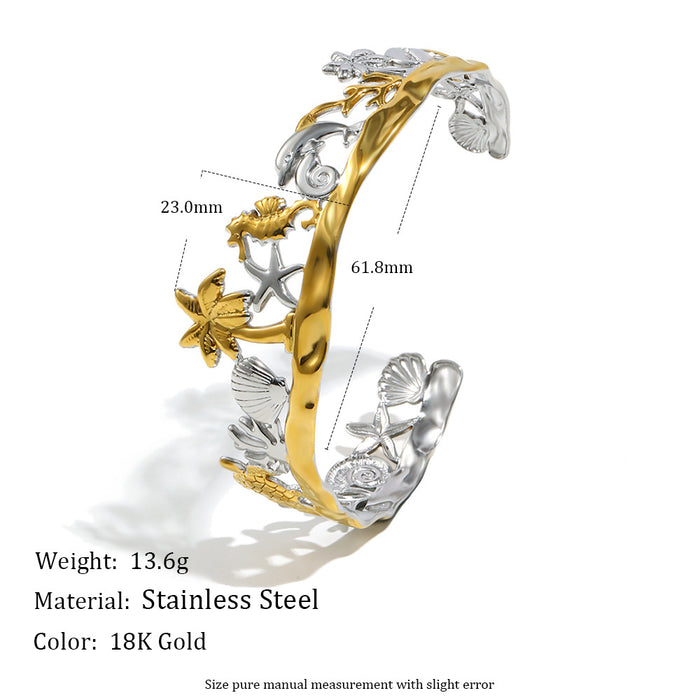 Wholesale Gold-Plated Stainless Steel Bracelet with Marine Elements