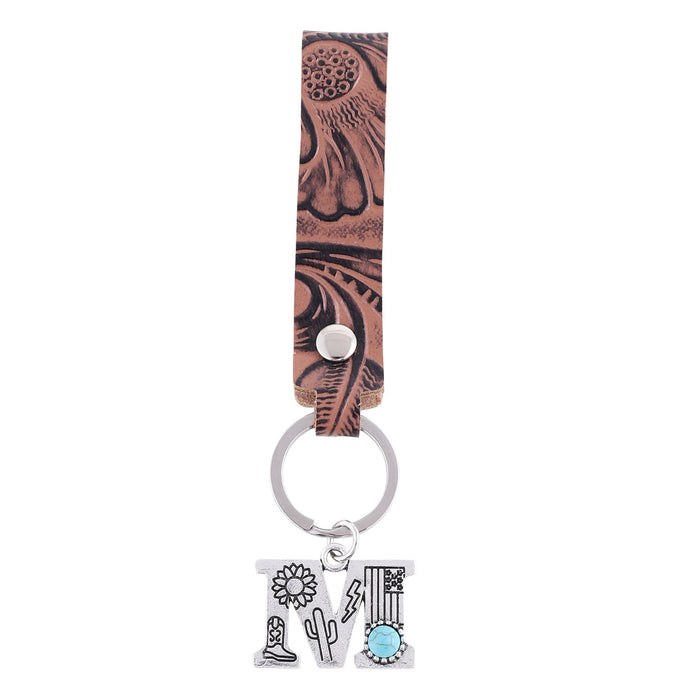 Wholesale Genuine Leather Retro Keychain with Handmade Textured Design