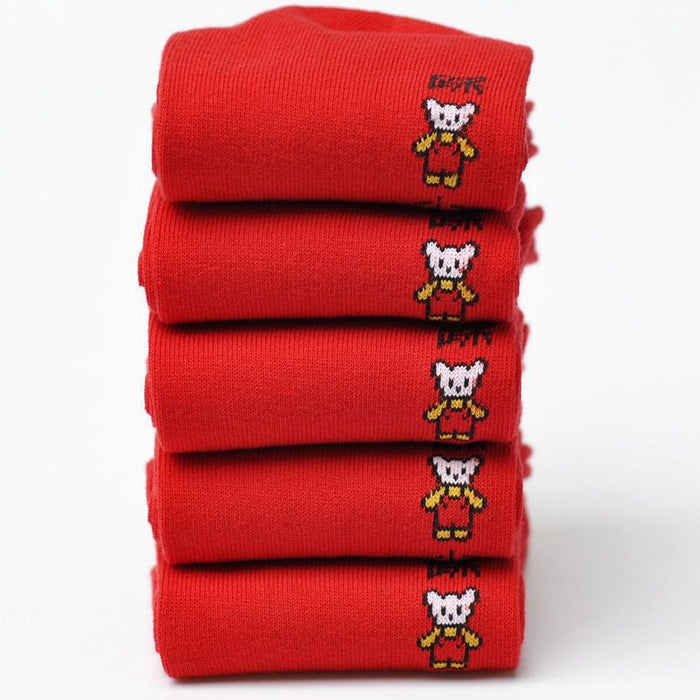 Wholesale Red Socks Men and Women Couple Red Socks Mid-tube Cotton Socks Fortune Red Socks