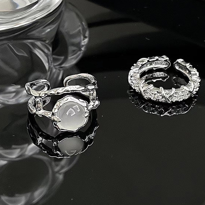 Wholesale Geometric niche design ring with diamond inlay, open ring, plain ring, index finger ring, ring