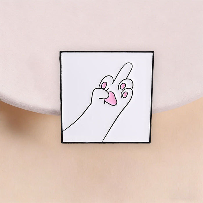 Wholesale Funny Cat Paw Middle Finger Zinc Alloy Enamel Brooch Pin Trendy Everyday Fashion Accessory Gift