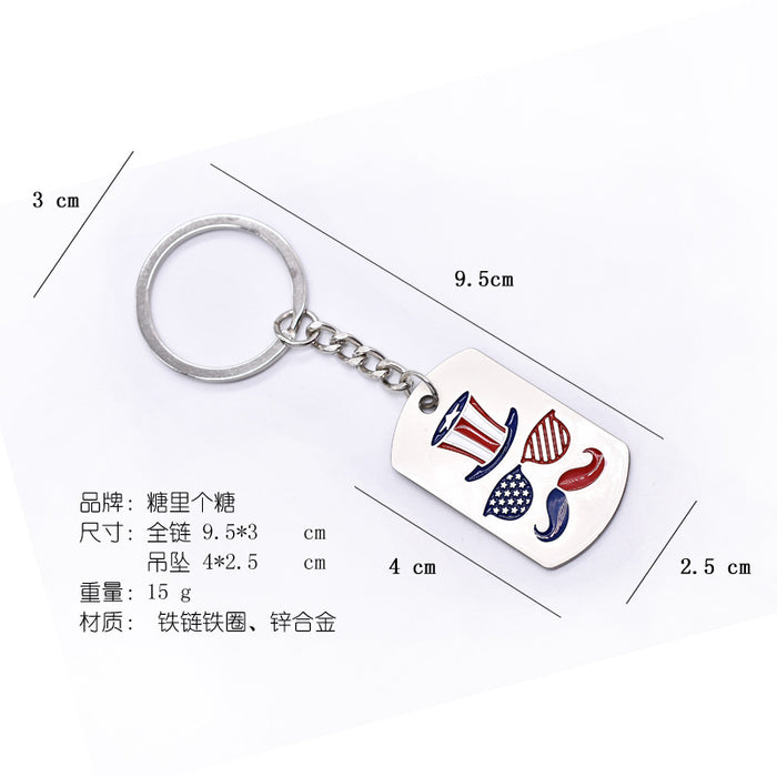 Wholesale Independence Day Zinc Alloy Glasses Bearded Keychain JDC-KC-TianG032