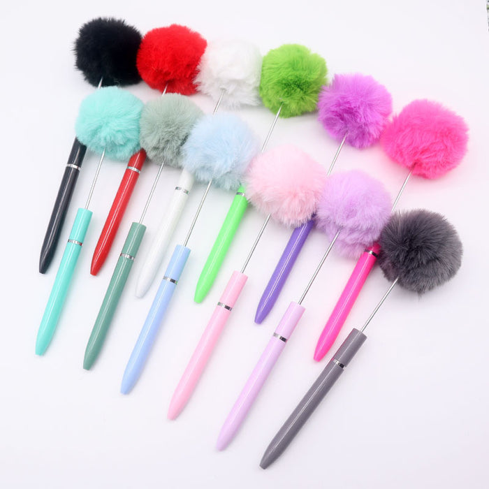 Wholesale Beadable Pens Leopard print Pom Pom Pen Fluffy Pens JDC-PN-ShuY006