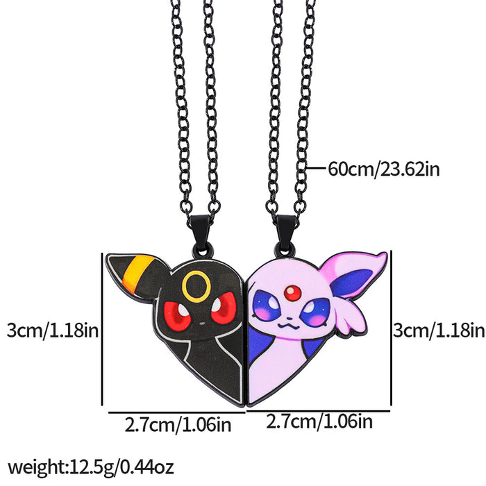 Wholesale 1pair Cartoon Cute Heart Patchwork Pendant Necklace
