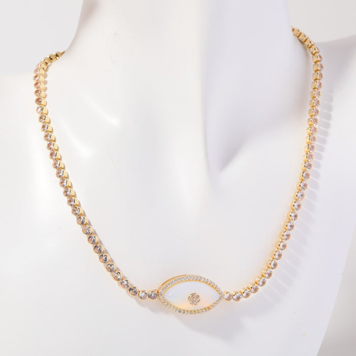 Wholesale Devil's Eye Zircon Necklace Pendant Gold Plated