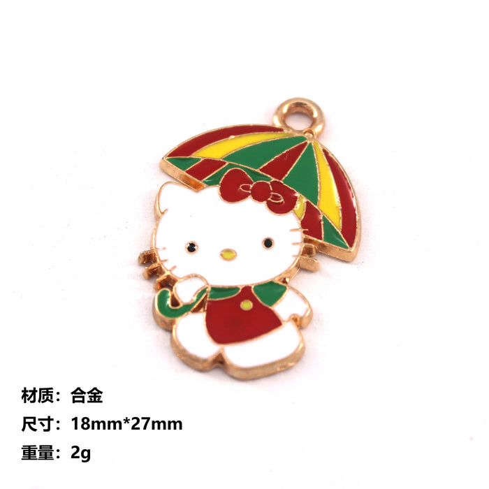 Wholesale 10pcs jewelry alloy cartoon  cat collection Princess earrings pendant necklace bracelet accessories cute keychain