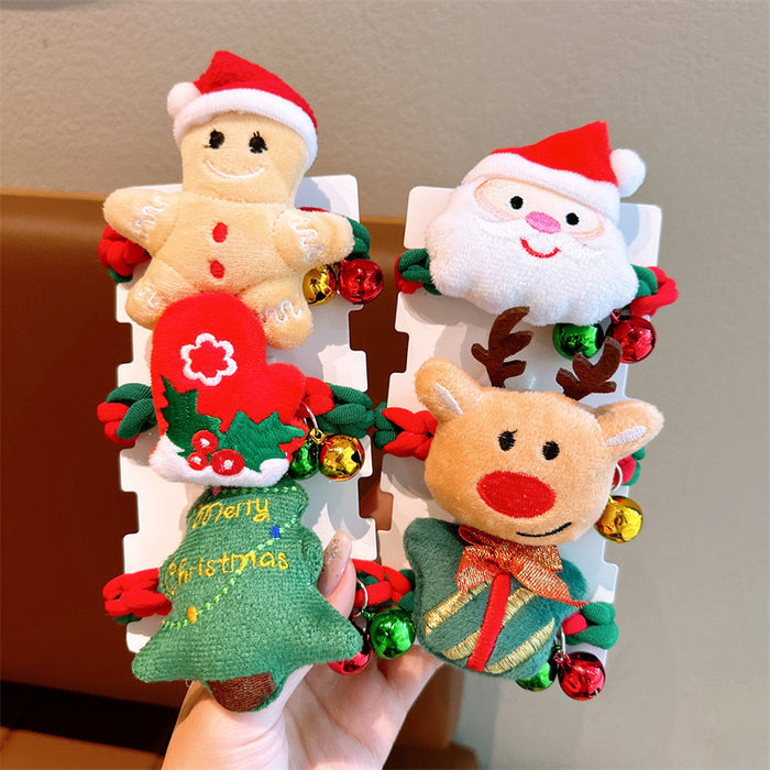 Wholesale Christmas Cartoon Deer Biscuits Braided Hair Scrunchies JDC-HS-Shuy002