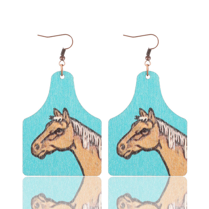 Wholesale Sunflower Cactus Horsehead Wooden Eardrops Earrings