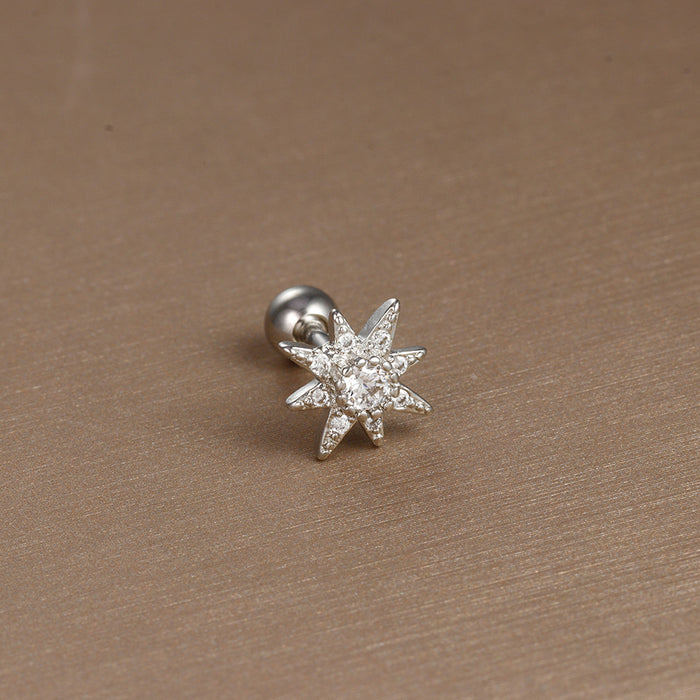 Wholesale Jewelry Stainless Steel Ear Nail Zircon Ball Screw Women